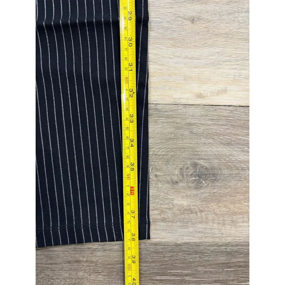 Who What Wear Womens Pinstripe Pants 20W Black White High Rise Crop Stretch NWT